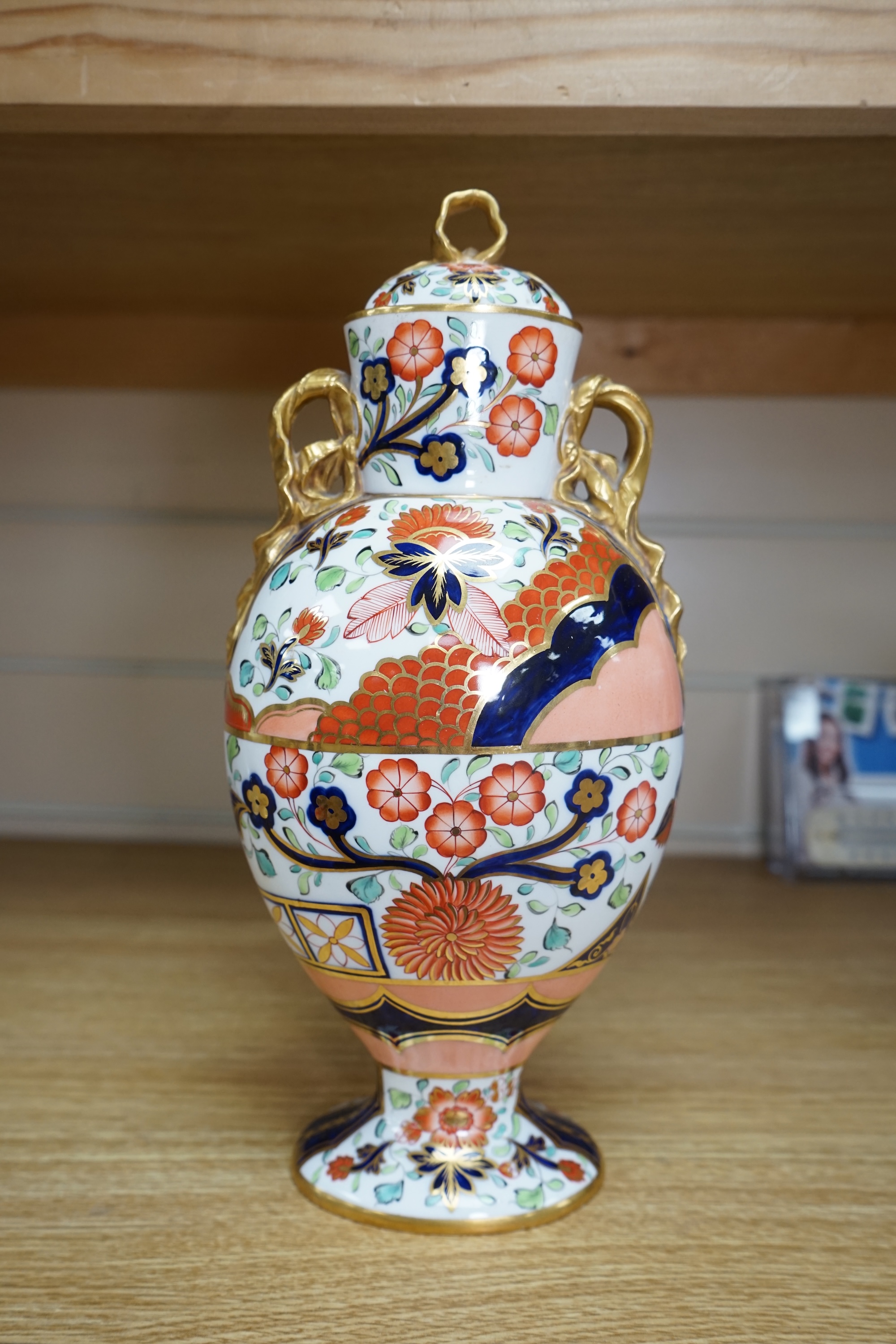 A Copeland China Imari pattern vase and cover, circa 1900, 29cm. Condition - good